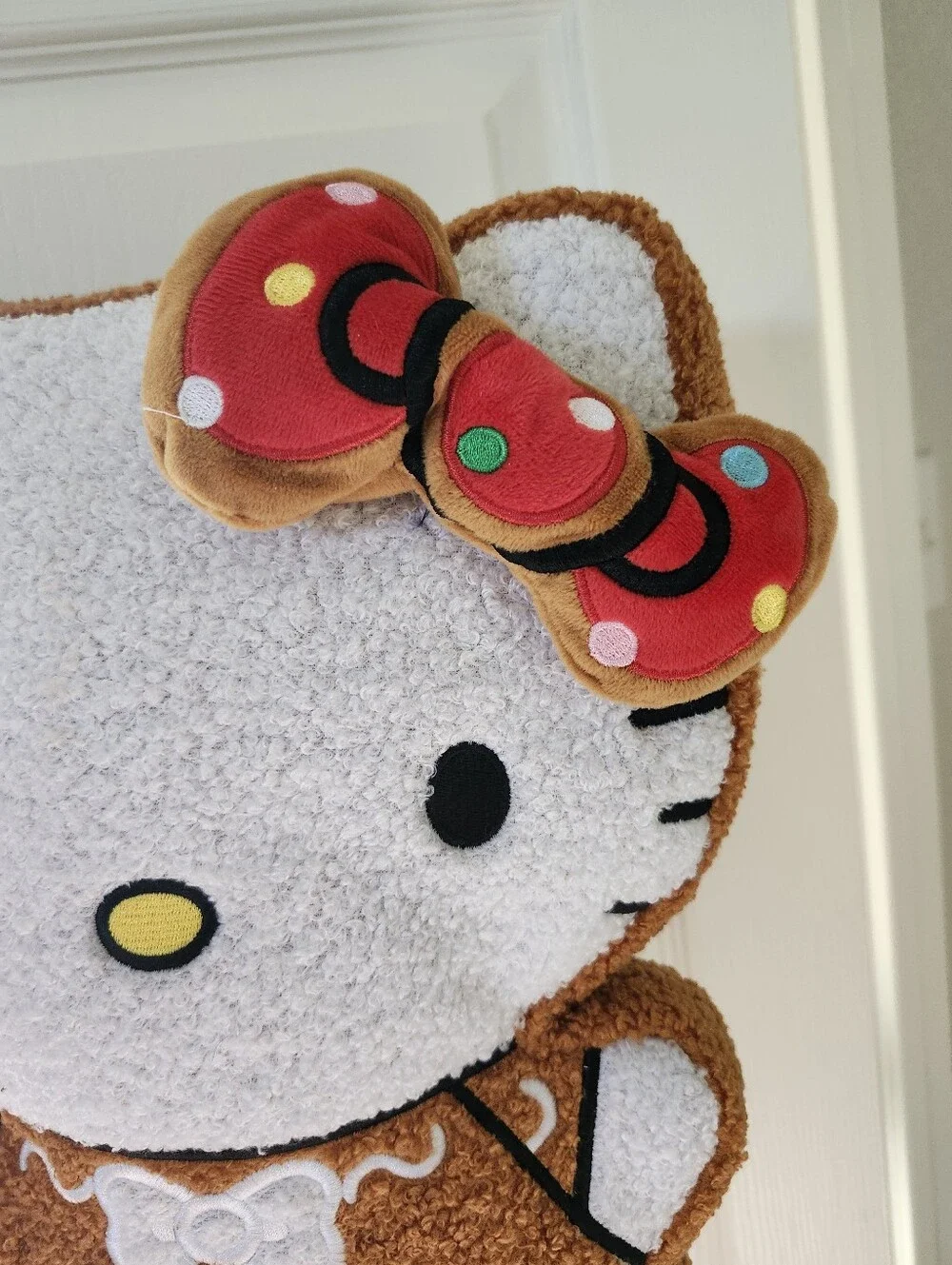 Hello Kitty Gingerbread Plush Pillow - White & Brown